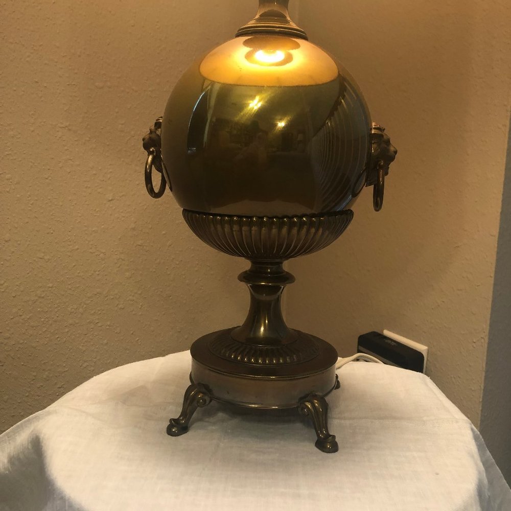 Stiffel - Solid brass table lamp with lion ring handles